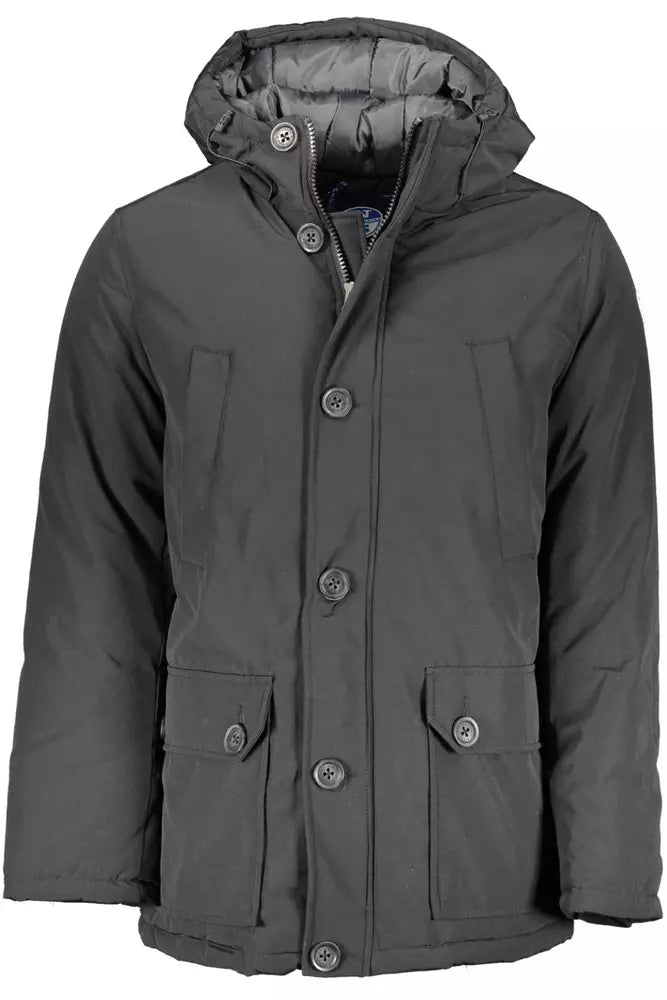 Black Polyester Men Jacket