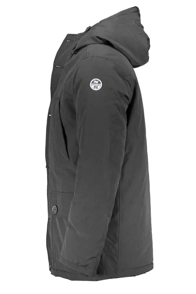 Black Polyester Men Jacket