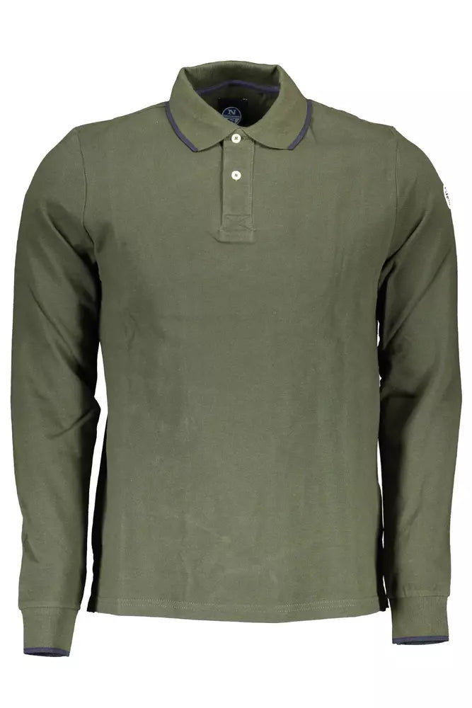 Green Cotton Men Polo Shirt