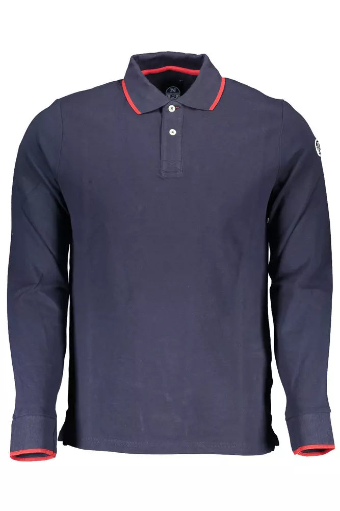 Blue Cotton Men Polo Shirt