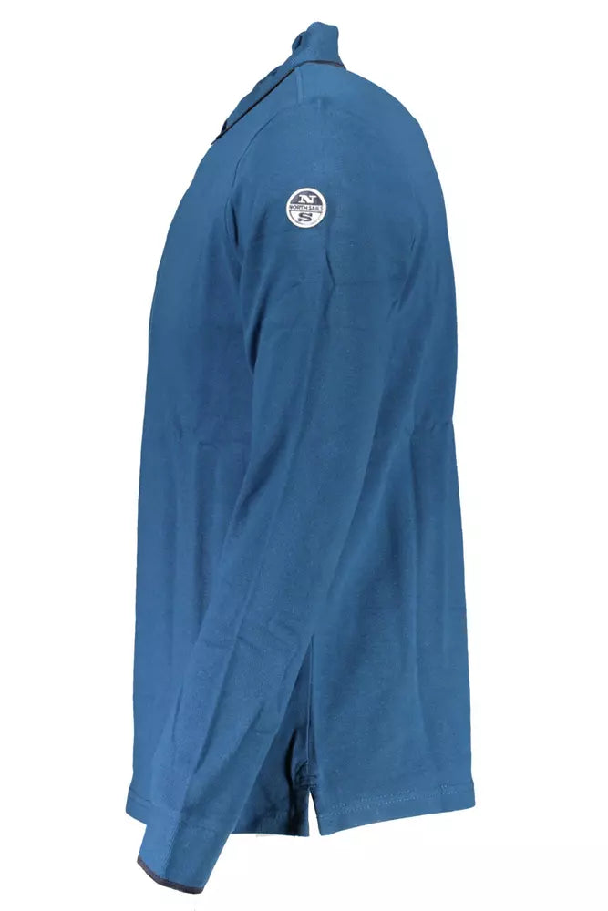Blue Cotton Men Polo Shirt