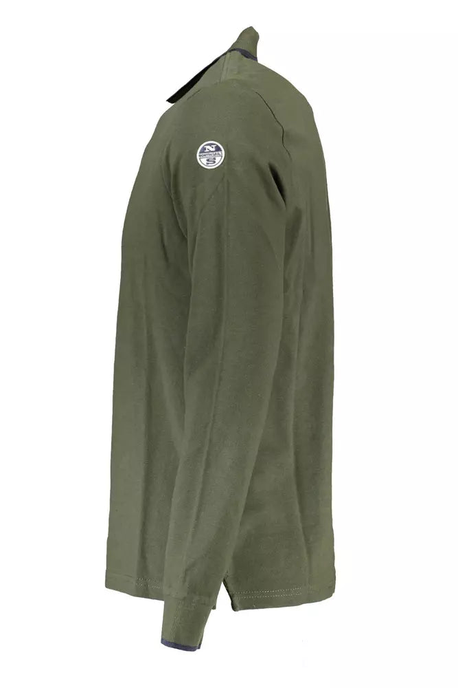 Green Cotton Men Polo Shirt