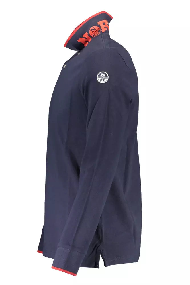 Blue Cotton Men Polo Shirt