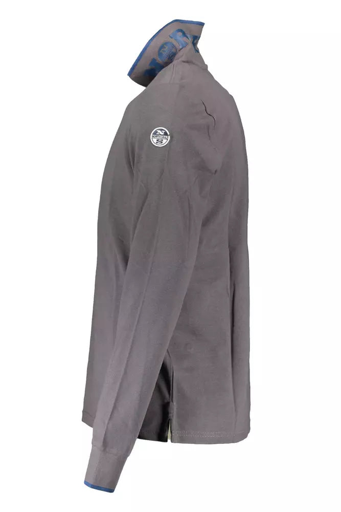 Gray Cotton Men Polo Shirt
