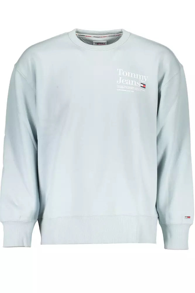 Light Blue Cotton Men Sweater