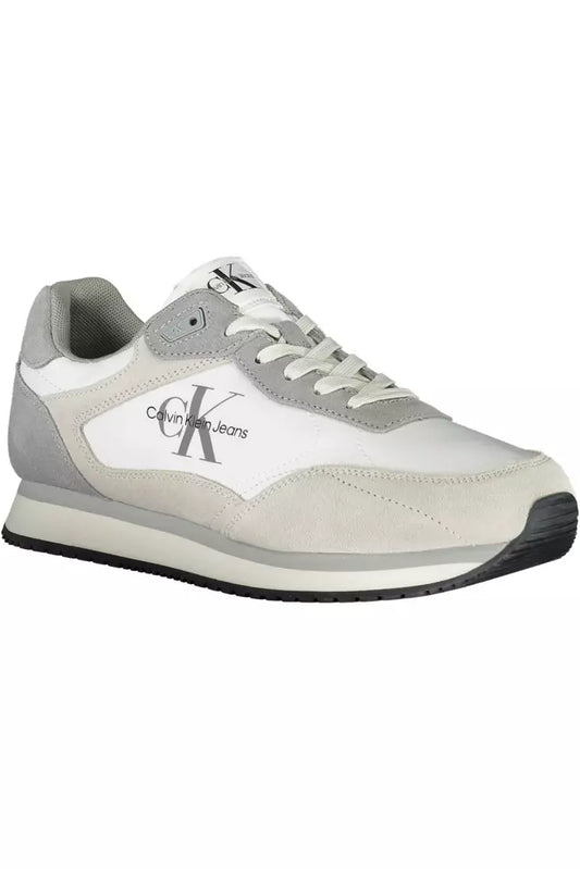 White Polyester Men Sneaker