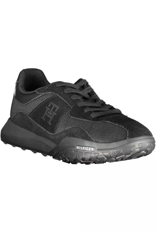 Black Polyester Men Sneaker