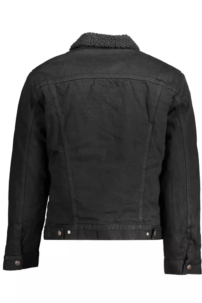 Black Cotton Men Jacket