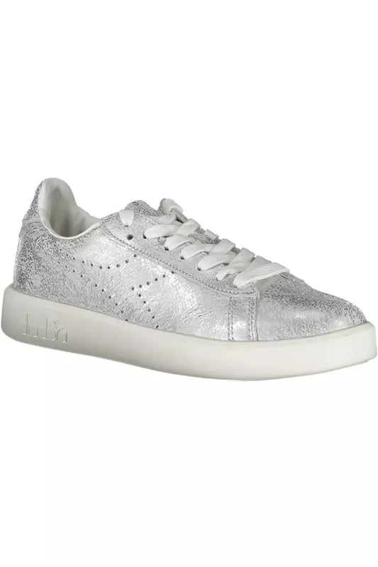 Silver Leather Women Sneaker