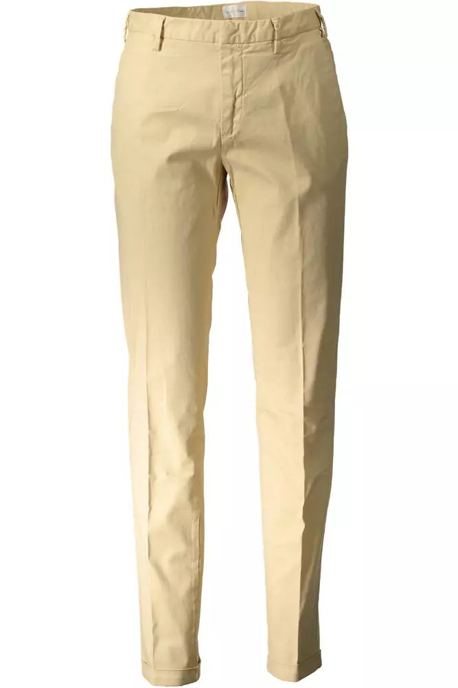 Beige Cotton Men Trousers