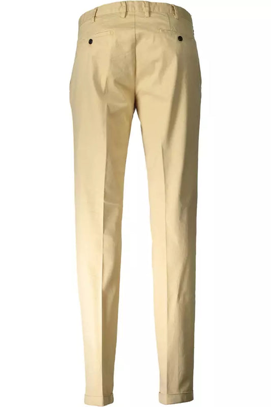Beige Cotton Men Trousers