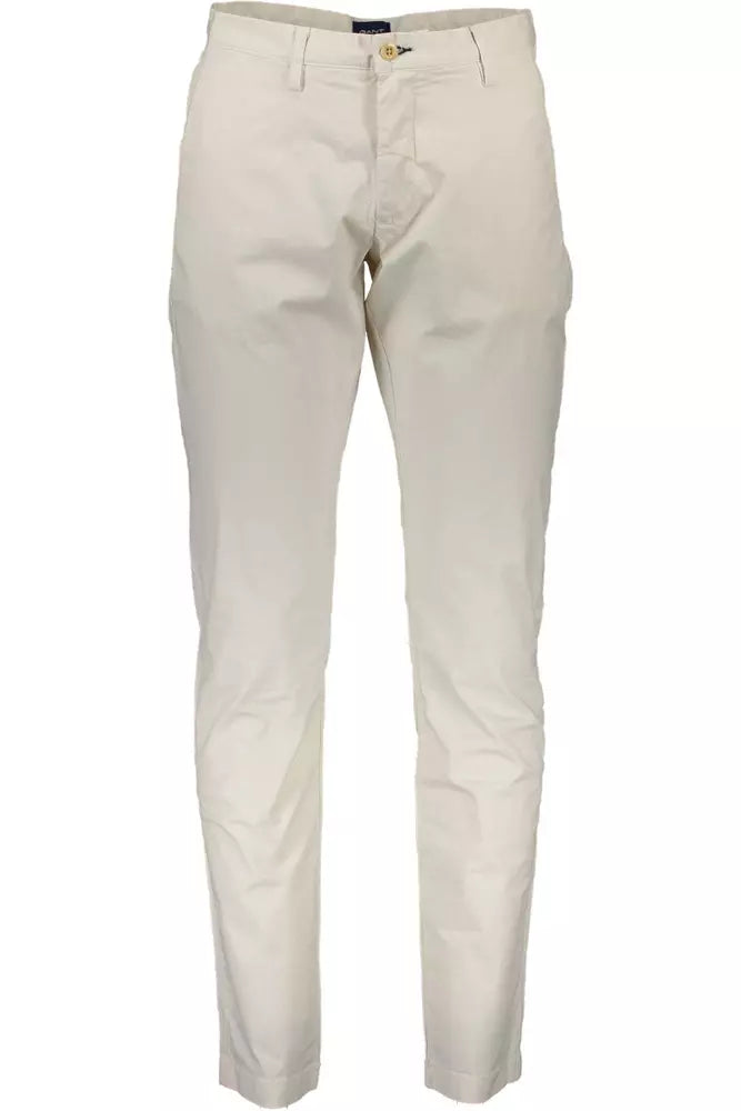 Beige Cotton Men Chino
