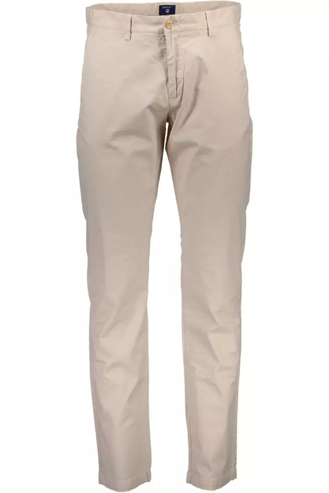 Beige Cotton Men Pants
