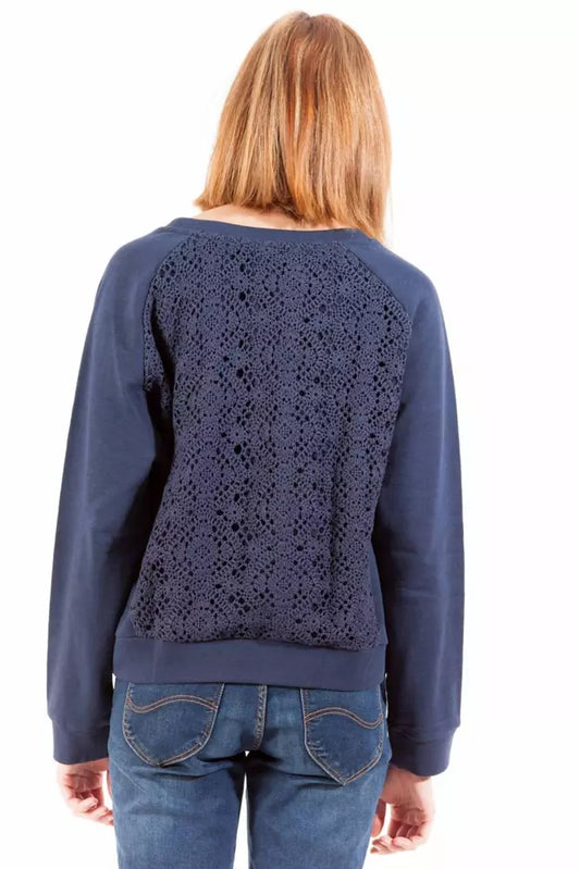 Blue Cotton Women Sweater