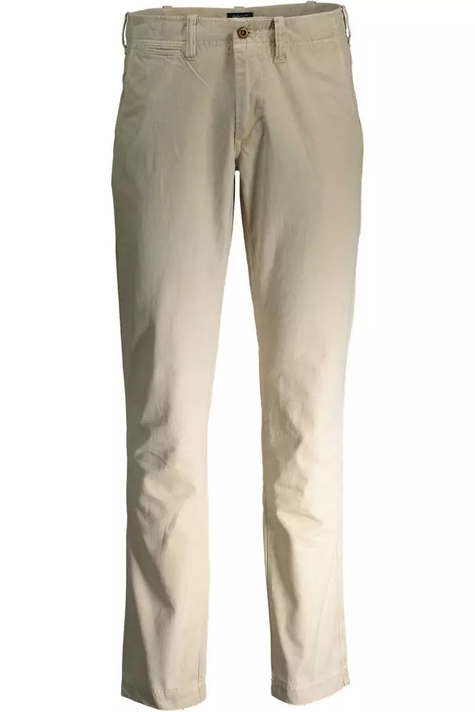 Beige Cotton Men Pant