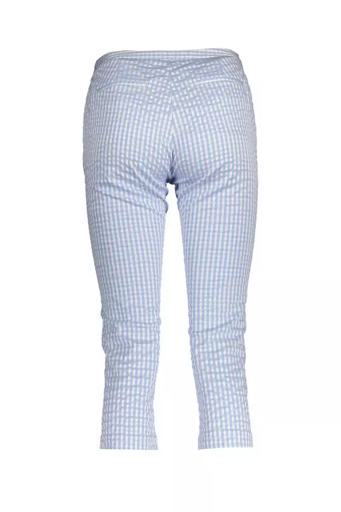 Light Blue Polyester Women Pant