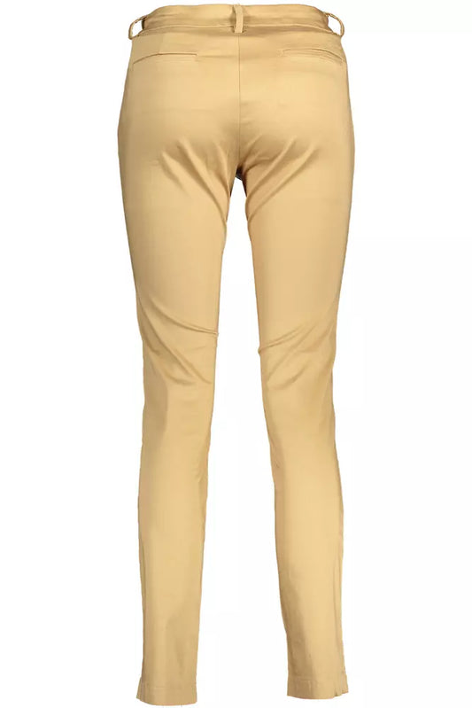 Beige Cotton Women Pant