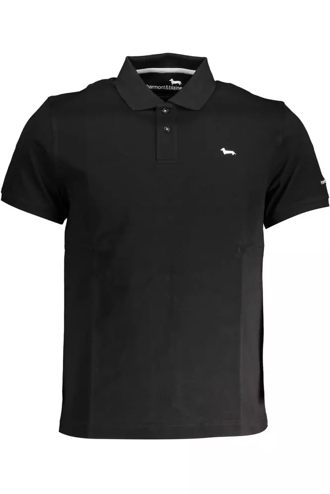 Black Cotton Men Polo Shirt