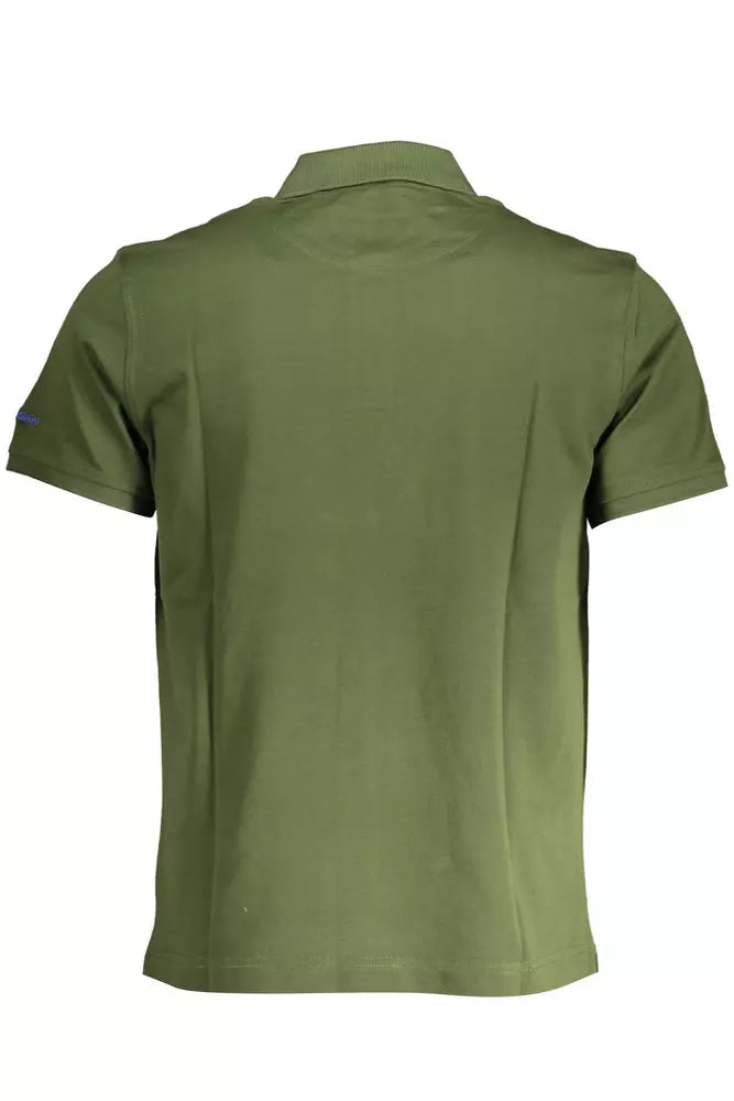 Green Cotton Men Polo Shirt