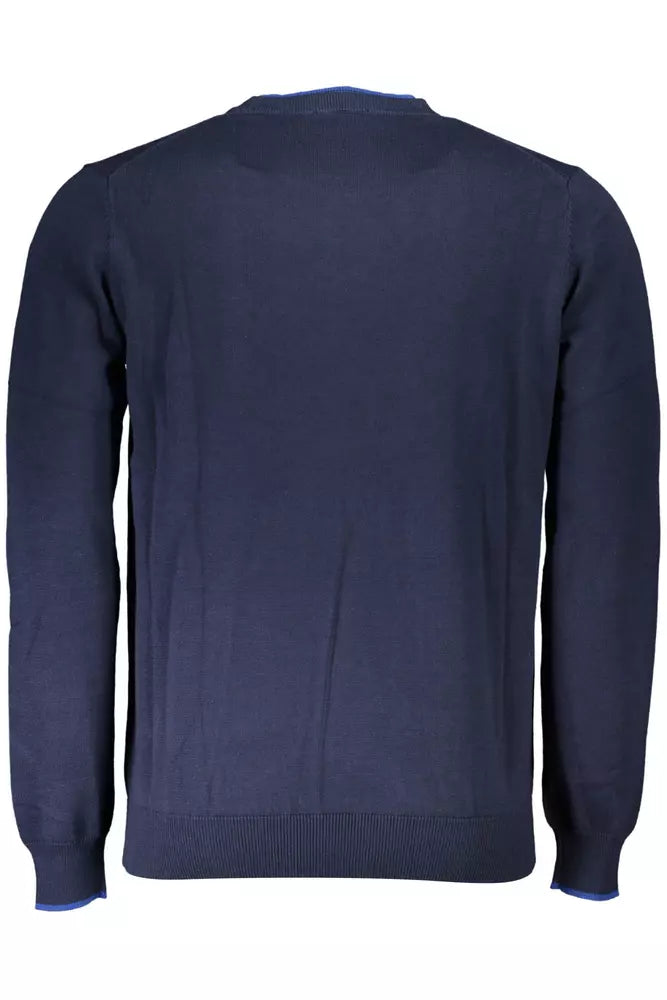 Blue Cotton Men Sweater