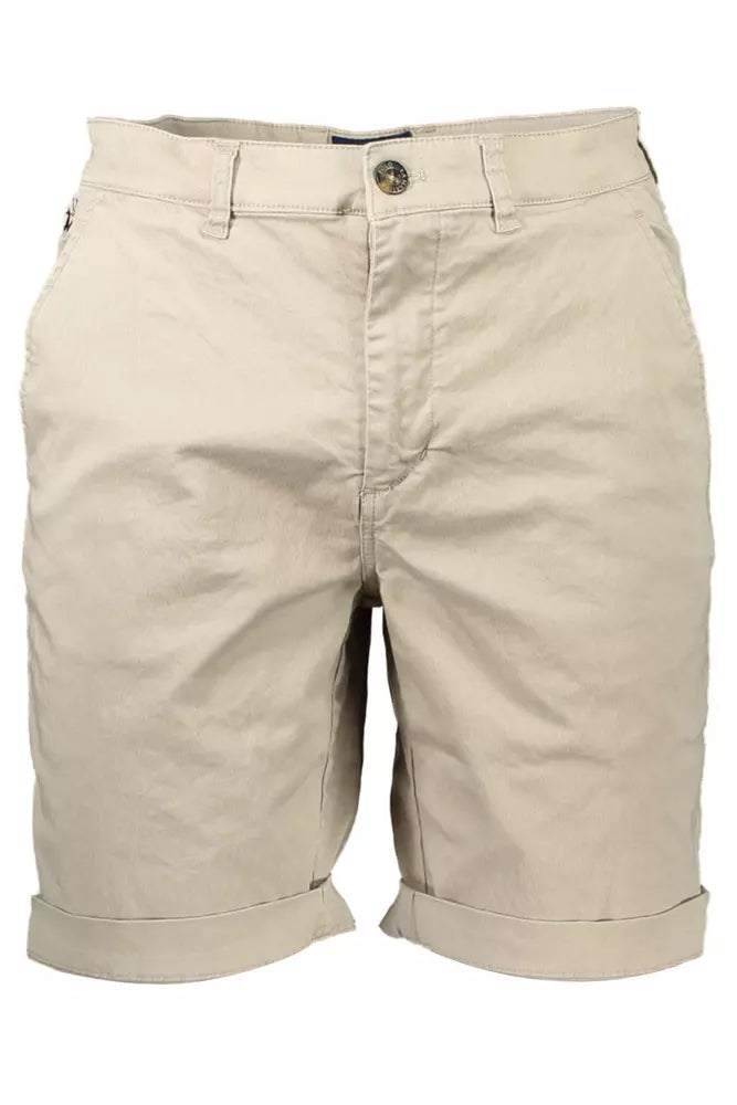 Beige Cotton Men Bermuda