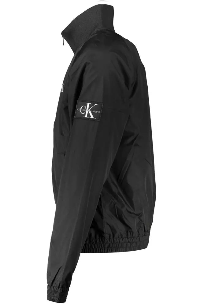 Black Polyester Men Jacket