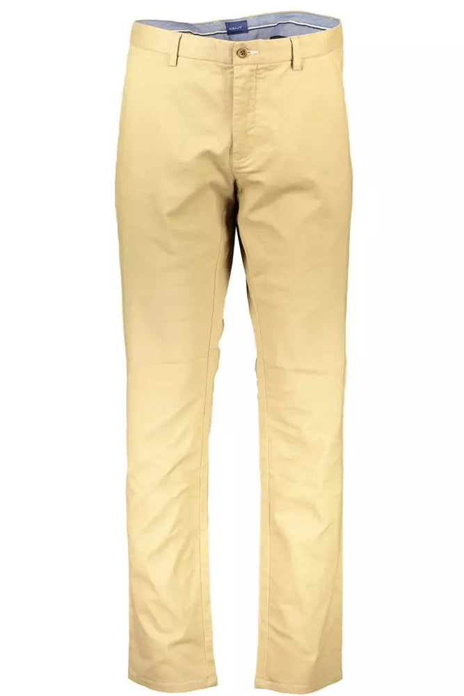 Brown Cotton Men Trouser