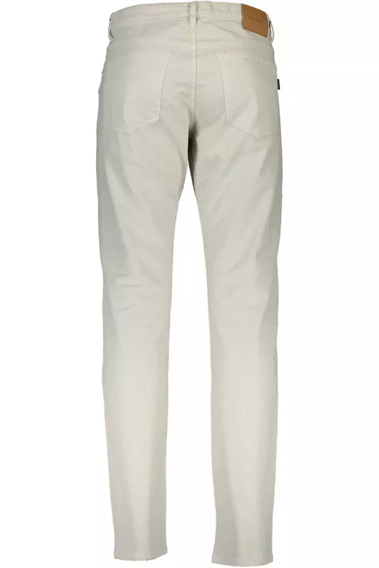 Beige Cotton Men Trouser