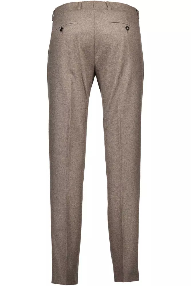 Brown Wool Men Trouser