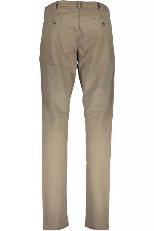 Beige Cotton Men Trousers