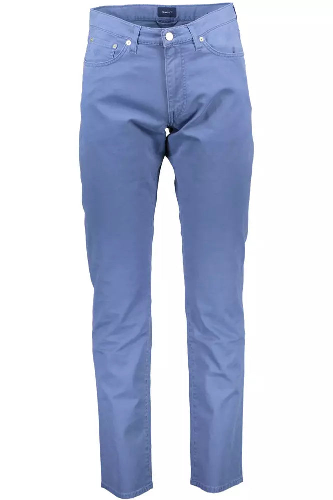 Light Blue Cotton Men Trouser