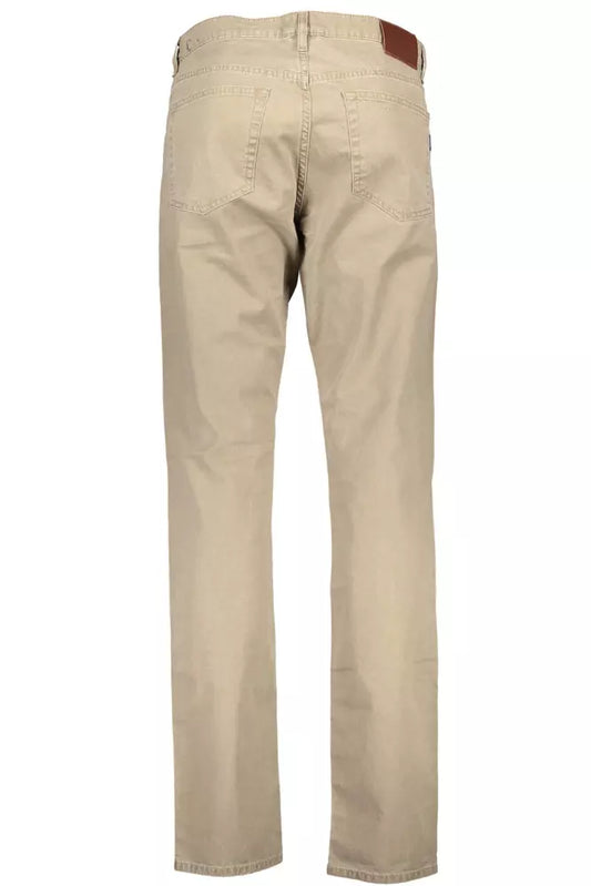 Beige Cotton Men Pant