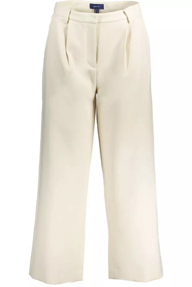 Beige Polyester Women Trouser