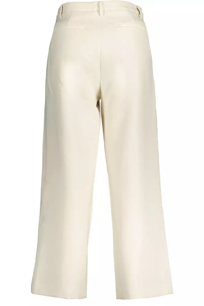 Beige Polyester Women Trouser