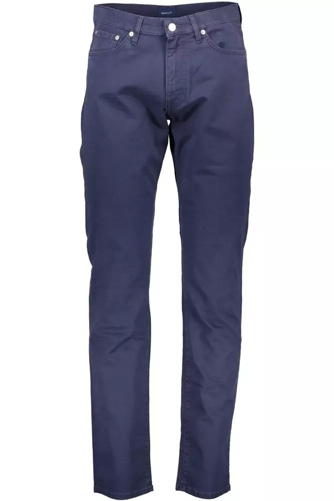 Blue Cotton Men Pant