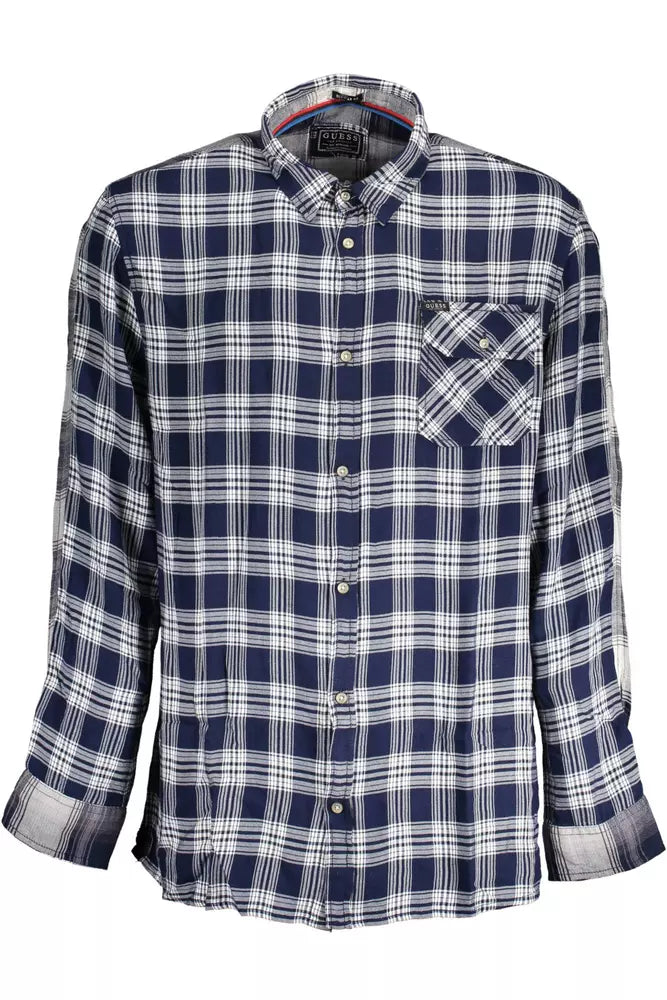 Blue Viscose Men Shirt