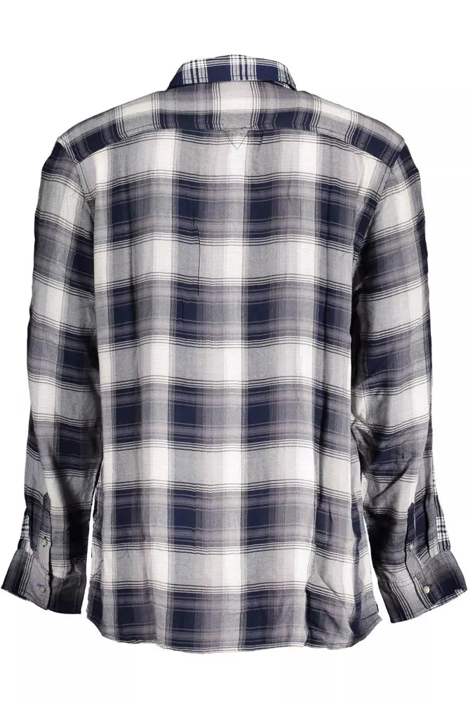 Blue Viscose Men Shirt