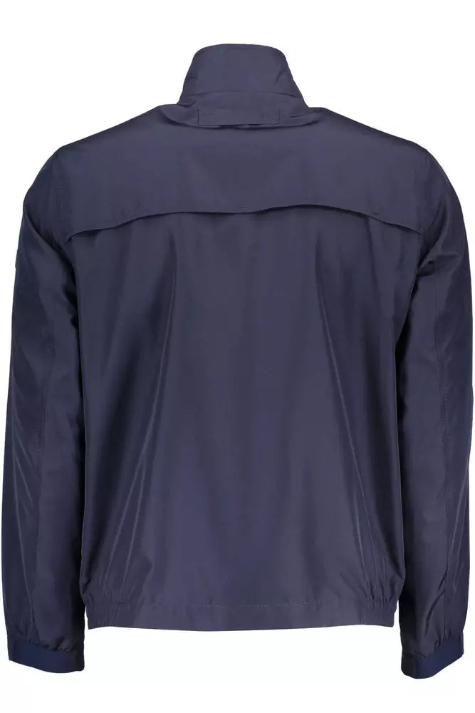 Blue Polyester Men Jacket