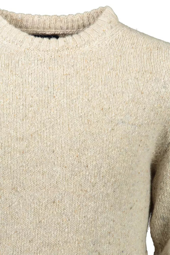 Beige Wool Men Sweater