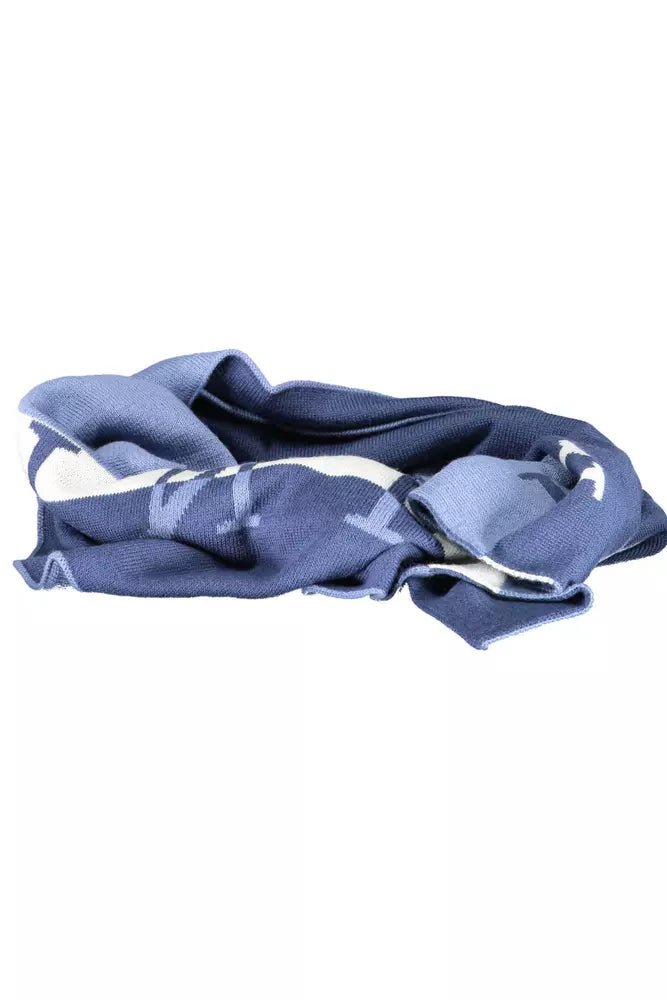 Blue Wool Men Scarf