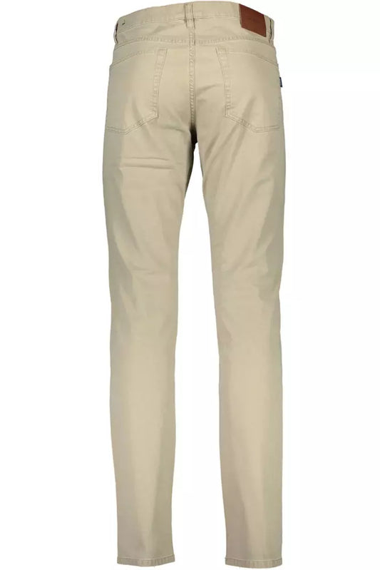 Beige Cotton Men Pant