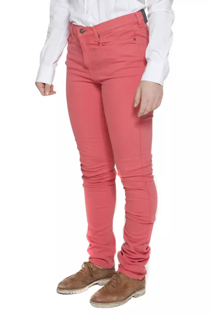 Pink Cotton Women Jean