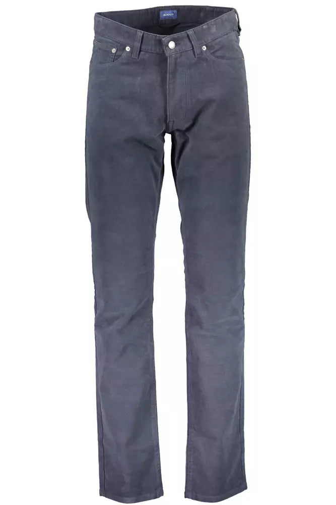 Blue Cotton Men Trouser