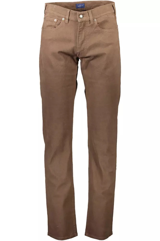 Brown Cotton Men Pant