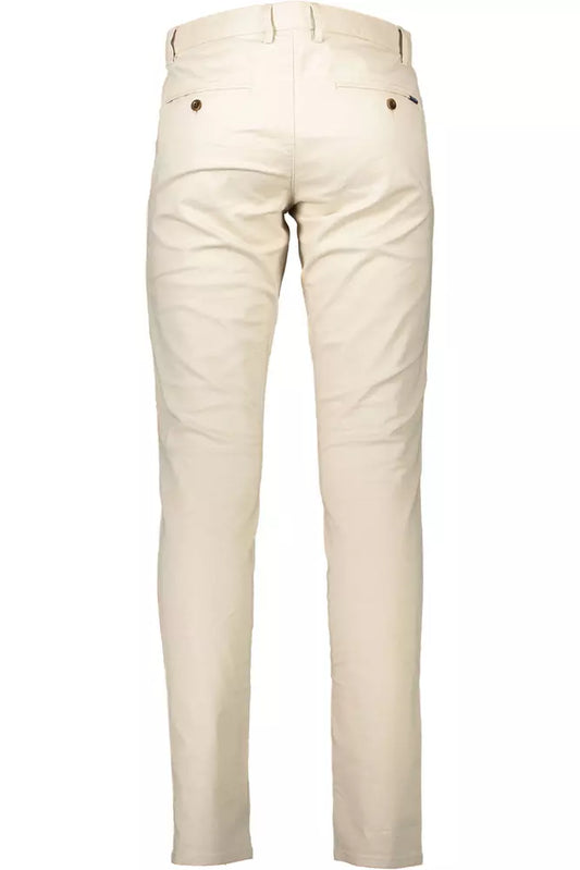 Beige Cotton Men Slim-Fit Trouser