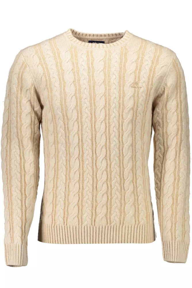Beige Wool Men Sweater