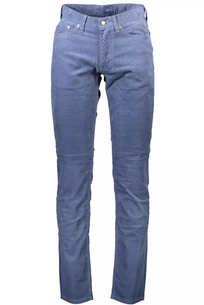 Blue Cotton Men Trouser