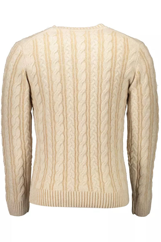 Beige Wool Men Sweater