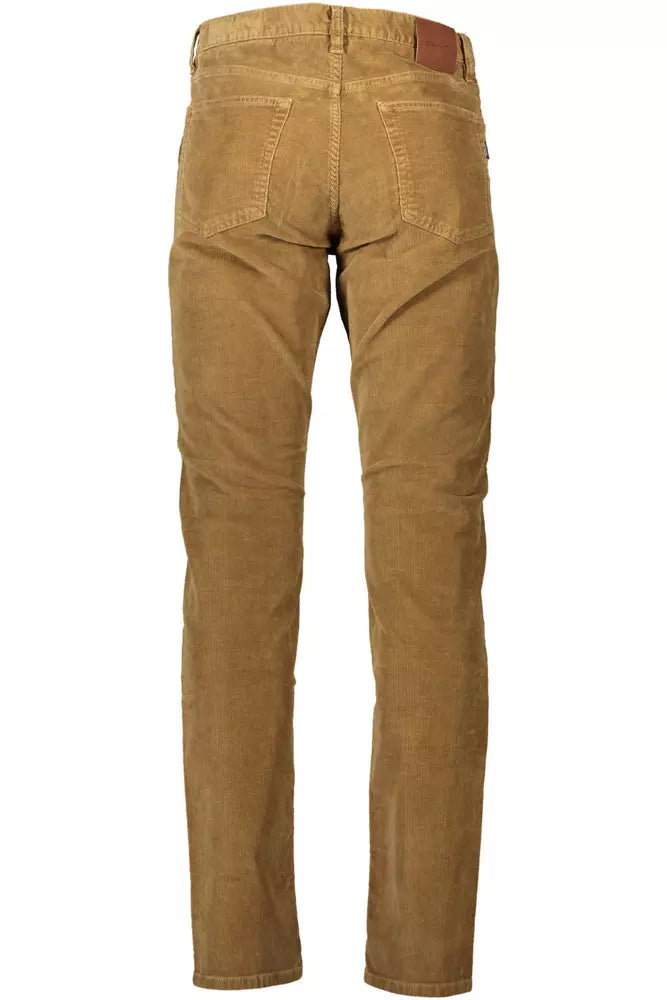 Brown Cotton Men Pant