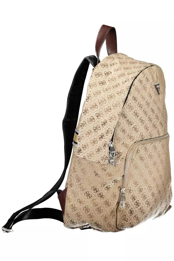 Brown Polyester Women Backpack